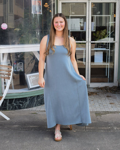 THE WESLYN SCUBA SWING DRESS - CHARCOAL