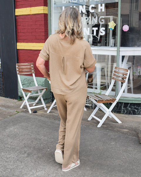 ADDISON TEXTURED KNIT PANT SET - MOCHA