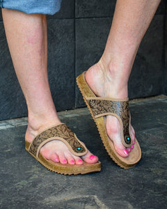 DANNI 2 FLORAL SANDAL BY VERY G- BROWN