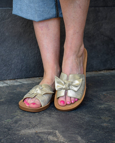 ROCK THE BOW SANDAL BY CORKYS- GOLD