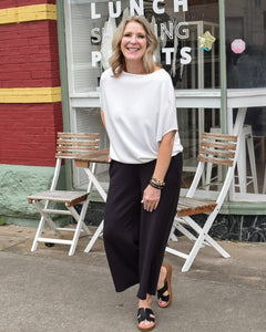 CLAUDIA SHORT SLEEVE DOLMAN TOP - OFF WHITE