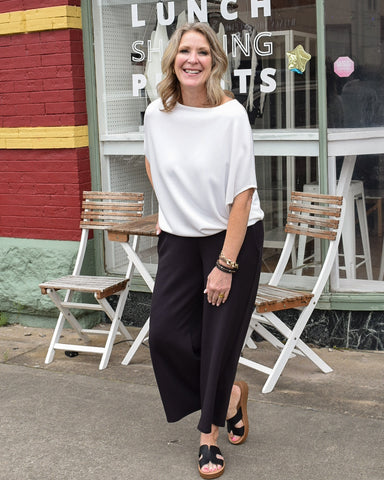 CLAUDIA SHORT SLEEVE DOLMAN TOP - OFF WHITE