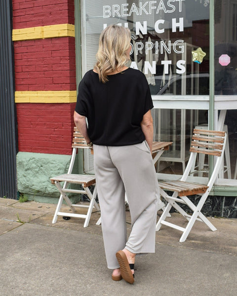 HARPER WIDE LEG SCUBA PANTS - ASH