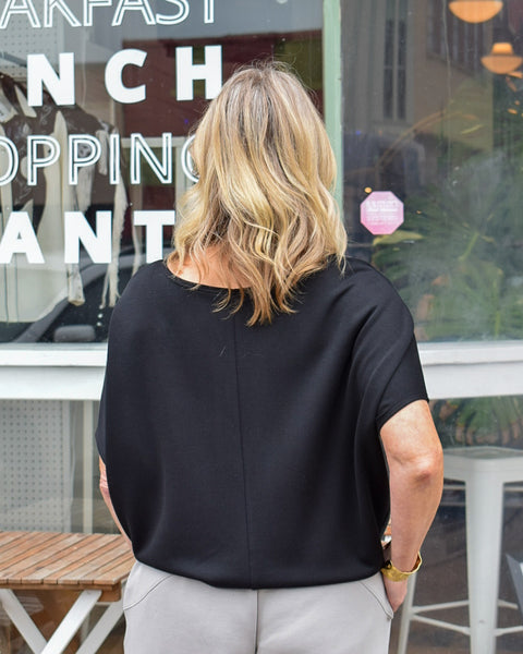 CLAUDIA SHORT SLEEVE DOLMAN TOP - BLACK