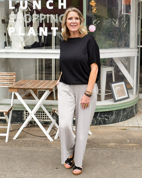 HARPER WIDE LEG SCUBA PANTS - ASH