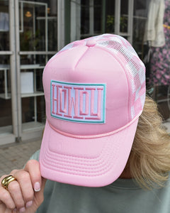 HOWDY CHECKERED TRUCKER HAT - LT PINK