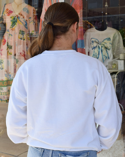BIG ON BOWS SWEATSHIRT - BLUE WILLOW
