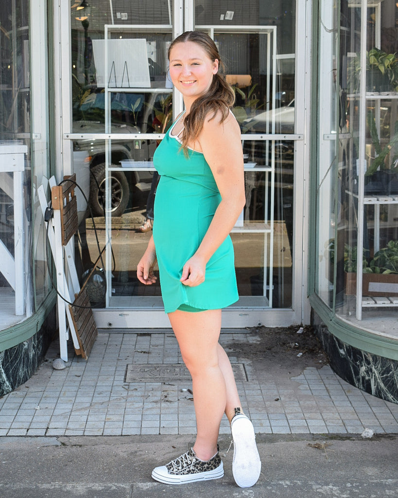 Jaycee Activewear Mini Dress- Kelly Green Jaycee Activewear Mini Dress- Kelly Green
