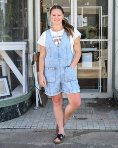 CORINA DENIM OVERALL ROMPER - INDIGO
