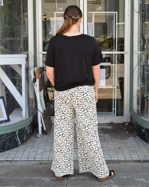 LEOPARD PRINT PANT BY EASEL - CREAM