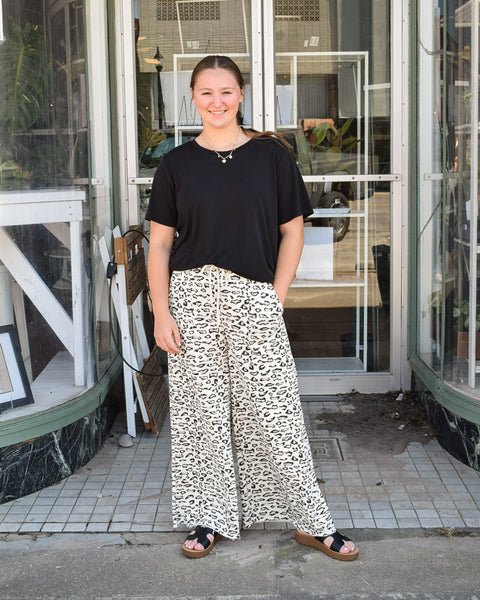 LEOPARD PRINT PANT BY EASEL - CREAM