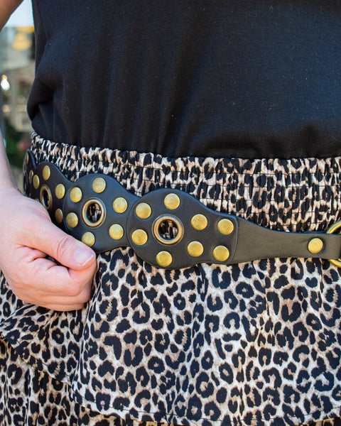 WESTERN RING STUDDED BELT - 2 COLORS - CURVY