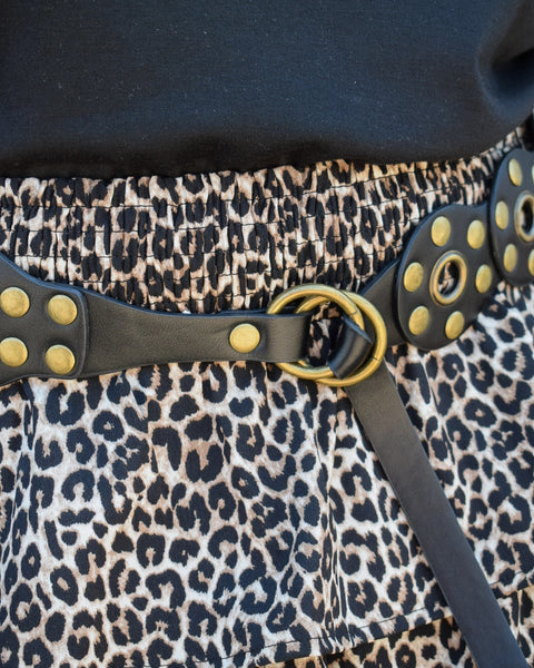 WESTERN RING STUDDED BELT - 2 COLORS - CURVY