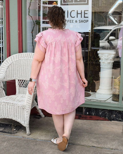 CURVY - FLORAL BURNOUT MINI DRESS - LT. MAUVE