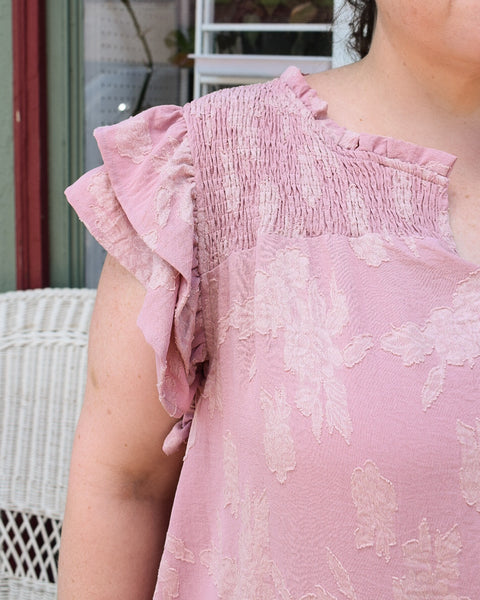 CURVY - FLORAL BURNOUT MINI DRESS - LT. MAUVE