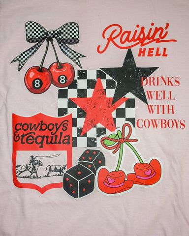 RAISIN HELL MEDIA GRAPHIC TEE - LT. PINK- CURVY