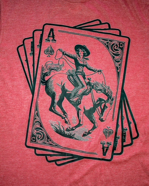 RIDING ACES GRAPHIC TEE- HEATHERED RED - CURVY - Salty Lime Boutique