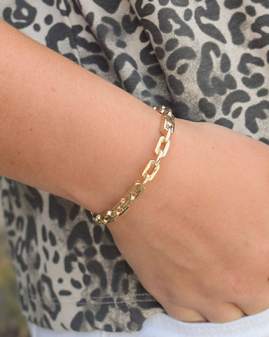 CHAIN LINK HINGED BRACELET - GOLD