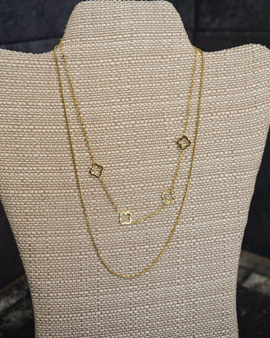 LAYERED CLOVER NECKLACE - 18K  PLATED GOLD