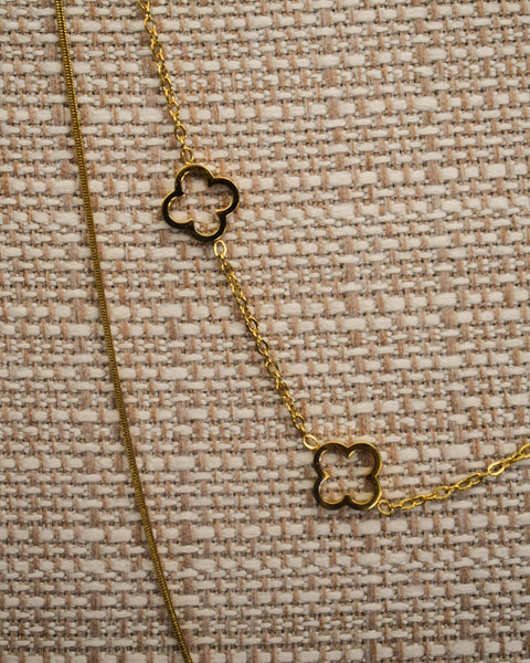 LAYERED CLOVER NECKLACE - 18K  PLATED GOLD