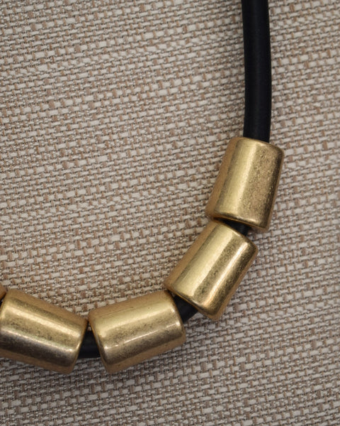 CHUNKY CYLINDER BEAD NECKLACE - GOLD