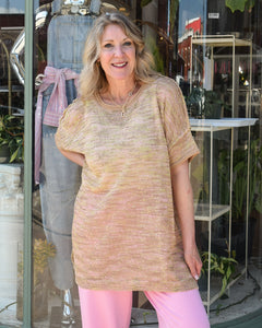 DORA MULTI-COLOR THREADED KNIT TOP - MILK TEA