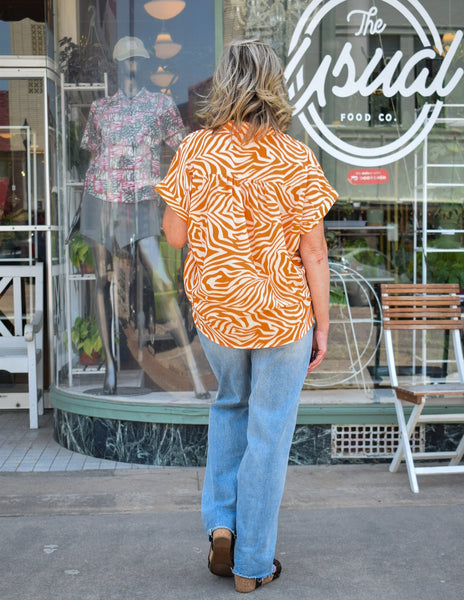 WILD THING ZEBRA PRINT TOP -  ORANGE