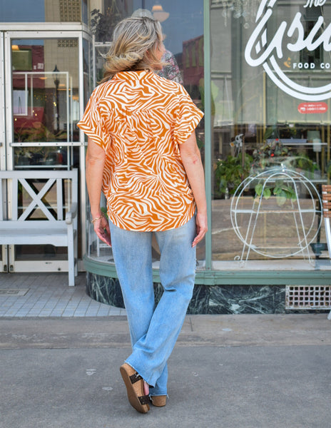 WILD THING ZEBRA PRINT TOP -  ORANGE