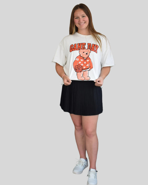 GAME DAY TEDDY WHITE TEE- ORANGE REG/CURVY