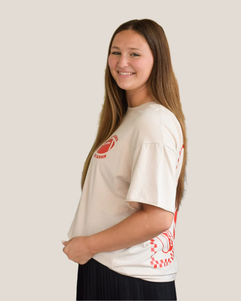 TOUCHDOWN SEASON TEE- CREAM - REG/CURVY
