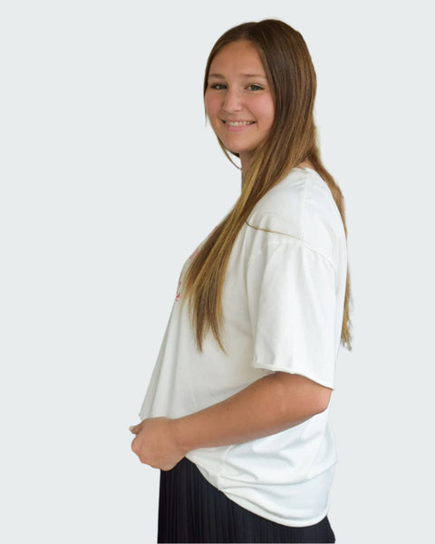 HOT GIRLS LOVE FOOTBALL TEE - CREAM - REG/CURVY