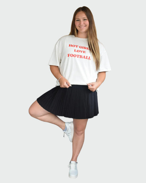 hot girls love football cream t-shirt with red text 