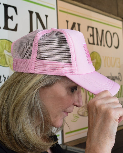 PUT IT ON MY HUSBAND'S TAB TRUCKER HAT-  LT PINK