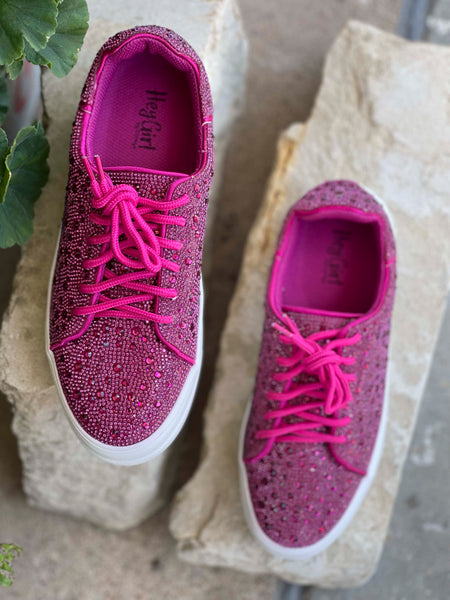 FUCHSIA BEDAZZLE PLATFORM SNEAKS BY CORKY'S