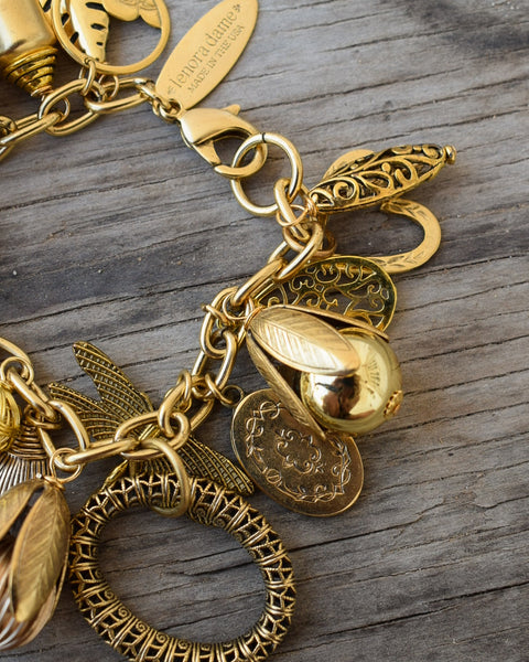 VINTAGE INSPIRED GILDED CHARM BRACELET