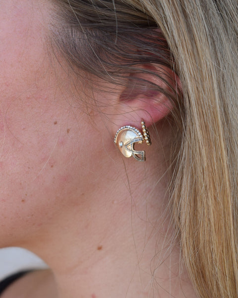 FOOTBALL LOVE STUD EARRINGS SET of 3 - BROWN