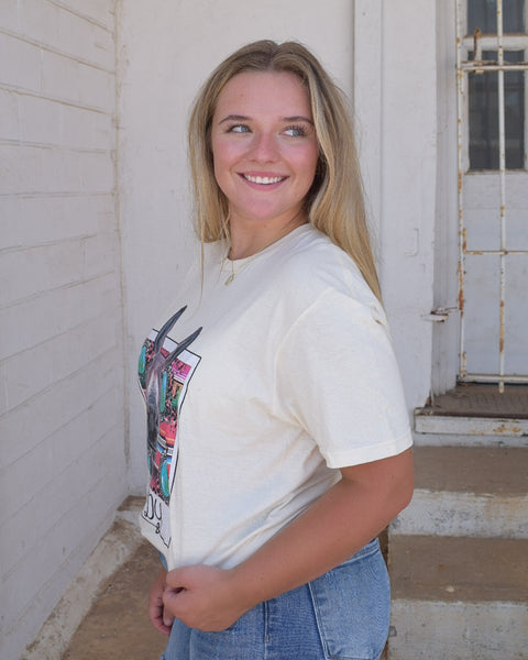 HOWDY DONKEY GRAPHIC TEE - TAN- REG/CURVY