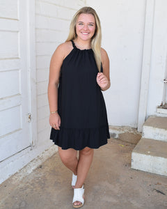 REESE HALTER MINI DRESS - BLACK