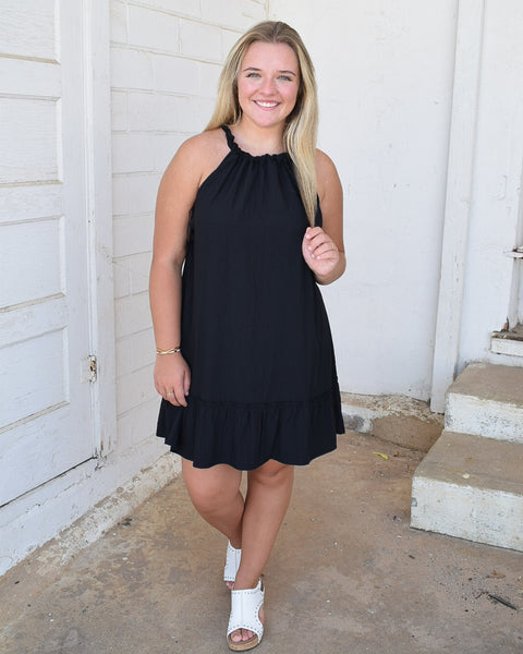REESE HALTER MINI DRESS - BLACK