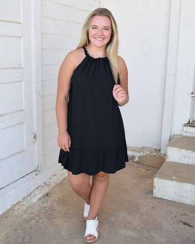 REESE HALTER MINI DRESS - BLACK