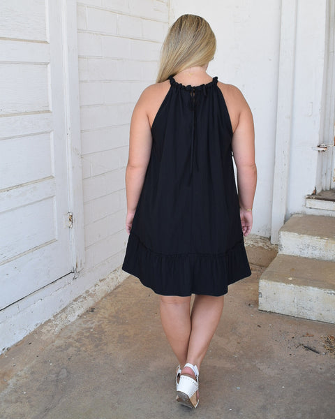 REESE HALTER MINI DRESS - BLACK