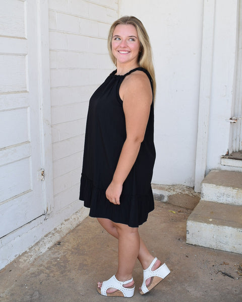 REESE HALTER MINI DRESS - BLACK