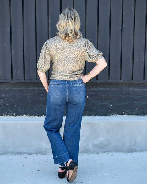 RESTOCKED HR PINTUCK & PATCH POCKET WIDE CROP JEANS BY RISEN