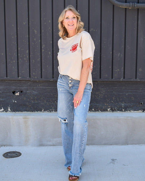 RESTOCK MR BUTTON DOWN WIDE LEG JEAN BY RISEN
