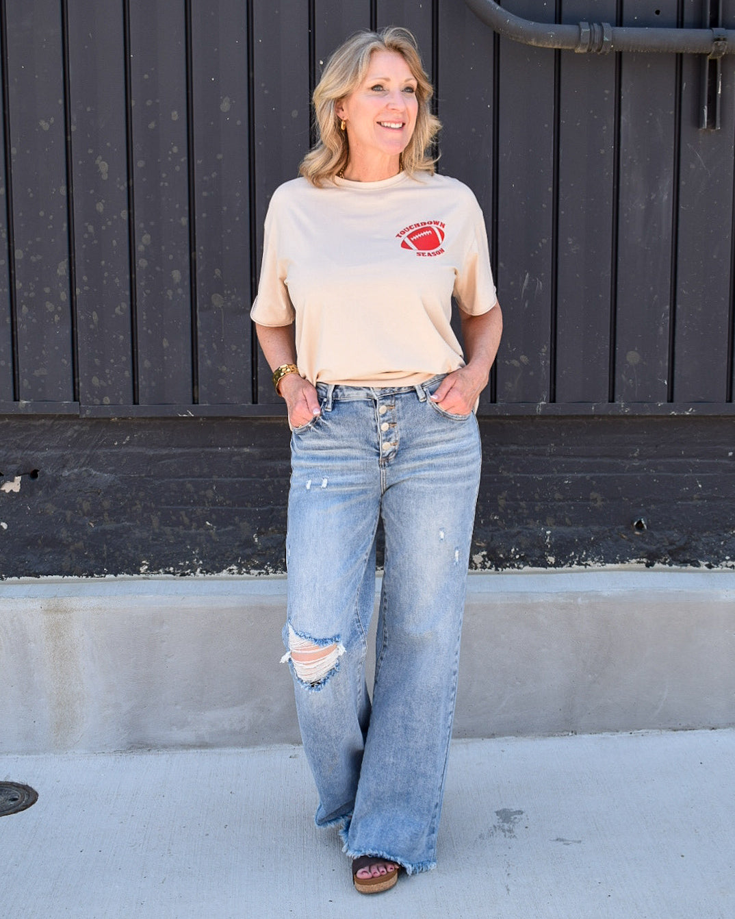 RESTOCK MR BUTTON DOWN WIDE LEG JEAN BY RISEN