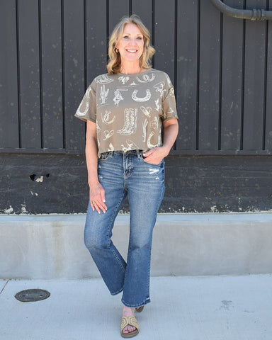 RESTOCKED HR TUMMY CONTROL CROP BOOTCUT JEANS BY RISEN