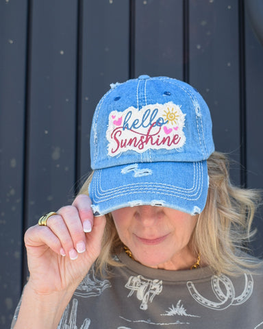HELLO SUNSHINE CAP - LT. DENIM