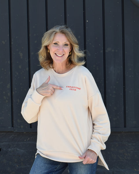 TAILGATING CLUB FLEECE PULLOVER - CREAM - REG/CURVY