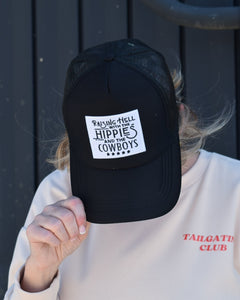 RAISING HELL TRUCKER HAT - SOLID BLACK