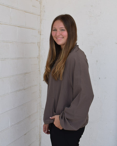 TAKE IT EASY CROPPED ACTIVE JACKET- BROWN